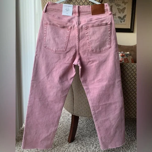 New With Tags Lucky Brand 90s Loose High Rise Crop Comfort Stretch Jeans In Pink - Picture 4 of 13